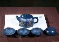 《四君子套組》宜興紫砂壺周瑞成原礦頂級天青泥全手工茶壺