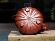 《筋紋扁石瓢壺》宜興紫砂壺助理工藝美術師純手工大紅袍泡茶壺茶具石瓢套裝