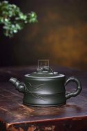 《竹段》宜興紫砂壺竹段民國綠泡茶壺