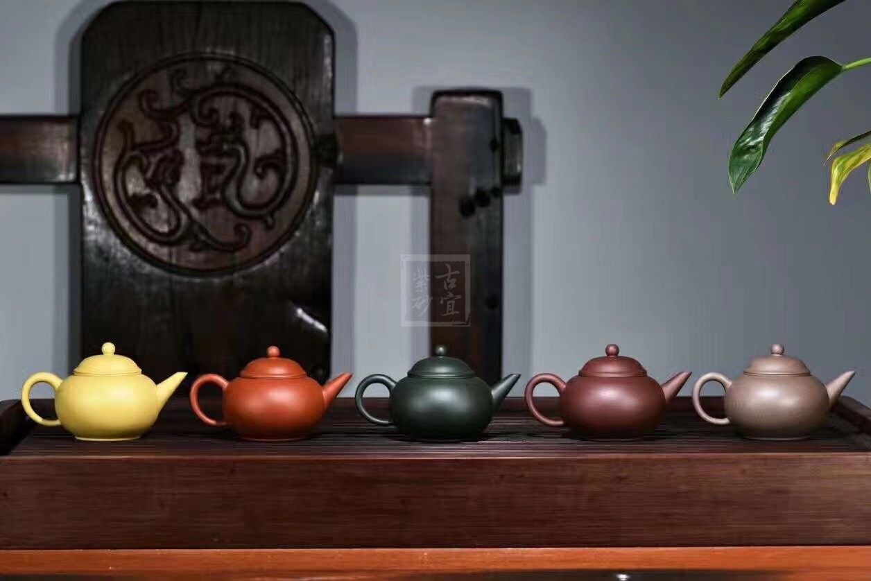 《五色土》綠泥，朱泥，紫泥，青灰泥，段泥純手工宜興紫砂壺茶具水平茶壺